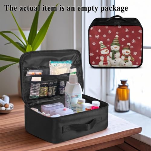 Christmas Pet First Aid Bag Empty Travel Rescue Pouch Medical Bags First Responder Storage Compact Medicine Bag for Car Home Office Kitchen Outdoor Snowman Trio - color: Christmas Snowman Trio
