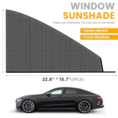 Car Window Shades, UV Protection Vehicle Front Rear Side Mesh Sunshade Curtains, Breathable Heat Block Window Screen Cover Fits for Most Cars, Car Accessories (Car Front, 2 PCS) - color: Car Front 2 PCS