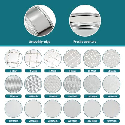 Full 304 Stainless Steel Mesh Sieve Screen, LVDALAB 300 Mesh (0.05mm) Aperture, 2.4inch(6CM) Dia Standard Sample Analysis Test Sieves Sifters Strainer for Industrial Laboratory Homes - size: 300 Mesh(0.05mm)/Ф2.4in(6CM)