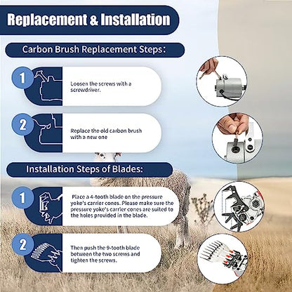 Sheep Shears 1200W, 2800RPM Professional Animal Clippers with 2 Blades, Heavy Duty 9-Tooth Electric for Thick Horses Sheep Alpacas Goats