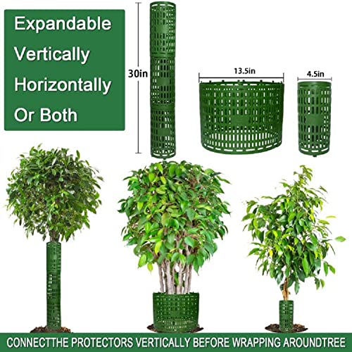 10 Pack Tree Wraps to Protect Bark Green, Plant Cages Garden Fence Animal Barrier Tree Tubes for Seedlings, Extendable Mesh Tree Trunk Covers Shrub Protectors from Trimmers, Mowers & Sun Scald - color: Green-10 Pieces