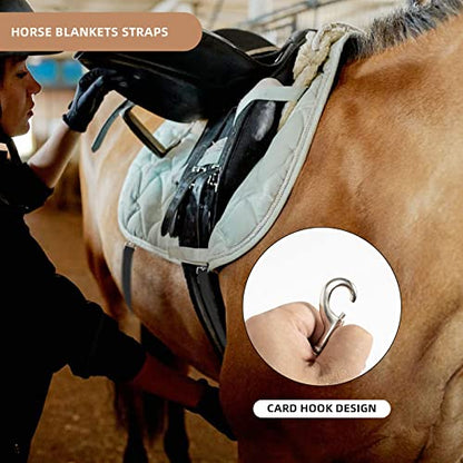 Premium Horse Blanket Sheet Leg Straps, 2 Pcs Adjustable 27.55" to 55" Length, Replacement Stretchy Belly Strap with Double Swivel Snaps