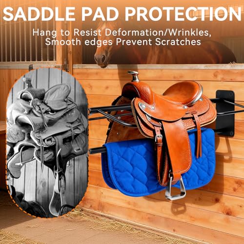 2 Pack Saddle Rack with Pad Bar, Heavy-Duty Wall Mounted Saddle Stand