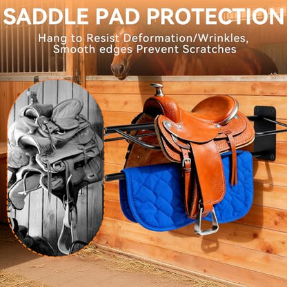 2 Pack Saddle Rack with Pad Bar, Heavy-Duty Wall Mounted Saddle Stand