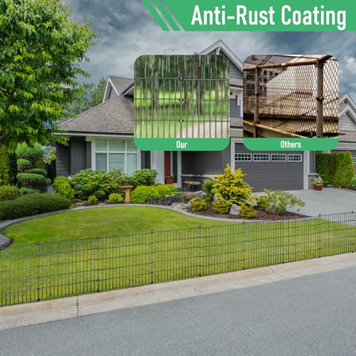 10 Panel No Dig Metal Garden Fence 32"H x 23.6'L Dog Fence Outdoor for Yard | Rustproof welded metal with ground stakes for outdoor yards, patios. Modular design restrains pets, rabbits and small animals - size: 10 Panels-23.6 ft(L) X 32 in(H) without Gat
