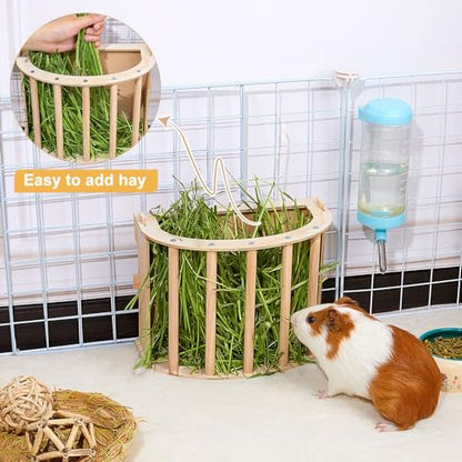 Unicorn Catcher Wooden Guinea Pig Hay Feeder, Large Hanging Rabbit Rack - size: 2 PACK