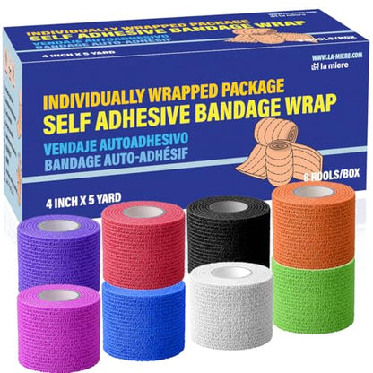 2" x 5 Yards - 8 Counts Self Adherent Cohesive Bandages Cohesive Wraps Mix Color - color: Mix, size: 2inX5yd