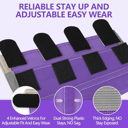 Fly Boots for Horses Set of 4 with Reflective Vercros, Loose Fitting Mesh Horse Fly Boots Leggings, Adjustable Equine Leg Wraps & Socks, Stay Up Not Sag, No Rub - color: Purple