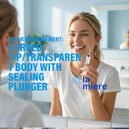 LA MIERE Wisdom Teeth Syringes, 5Packs 12cc Irrigation Dental Syringes with Measure Scale & Curved Tip for Dental Care Liquid Oral Tonsil Stone