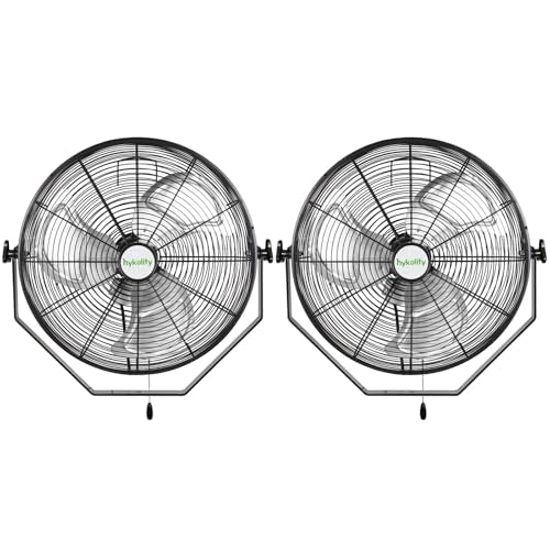 hykolity 20 in. Industrial Wall Mount Fan, 4600 CFM 3-Speeds High Velocity Fan with Sealed Motor, Heavy Duty Metal Barn Fans for Garage, Workshop and Warehouse, 2 Pack, UL Listed - size: 20 inch
