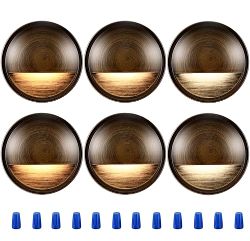CLOUDY BAY [6 Pack] 3CCT Low Voltage LED Deck Lights Outdoor,2700K/3500K/5000K Selectable,Landscape Step Stair Railing Fence Light Wired,3W,12V-24V AC/DC,Bronze Finish - color: Bronze | 6 Pack