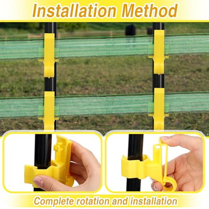 Chunful 100 Pcs T-Post Poly Tape Insulator Large Snap T-Post Holding Electric Fence Insulator for Farm Fence (Yellow) - color: Yellow