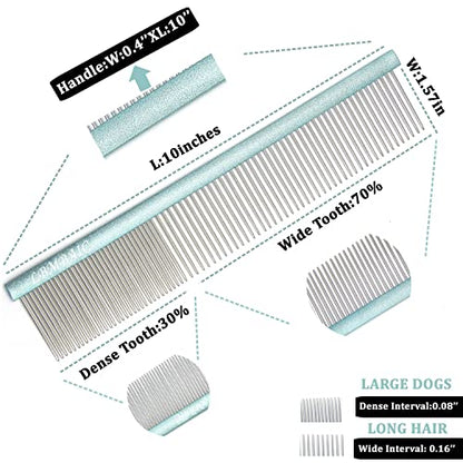 10inches Large Dog Metal Grooming Combs for Shedding Matted Hair. - color: blue, size: Large