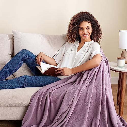 Berkshire Blanket Microfleece Throw Size Bed Throw Blanket Lavender Purple, Lightweight Soft Breathable Plush Micro Fleece Throw Blanket for Travel, Bed and Couch, 50x60 Inches - color: Lavender, size: Throw/Throw XL