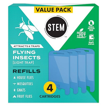 STEM Flying Insect Light Trap Refill Cartridges, Insecticide-Free, 4 Count