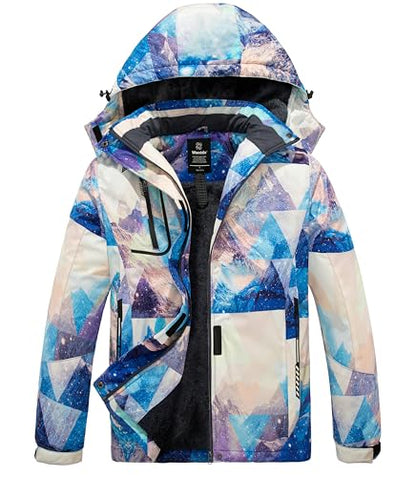 wantdo Women Hardshell Waterproof Windproof Insulated Ski Trekking Jacket - color: Mountain Flora, size: Small