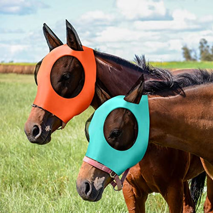 Qualirey 8 Pcs Horse Fly Masks for Horses Comfort Horse Fly Mask with Ears Soft Elasticity Fly Mask Sun Protection for Horses(Large)