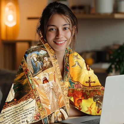 Christian Jesus Blanket Christian Prayer & Scripture Throw Blanket Religious Bible Verses, Ultra-Soft Lightweight Flannel (50"X40") for Adults & Kids - Uplifting Faith Gift - color: Christian Jesus, size: 50"x40"