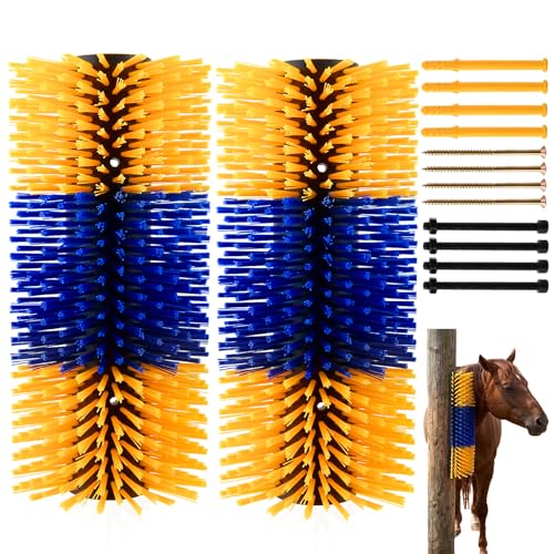 2Pcs Livestock Scratching Brush, Fence Mounted