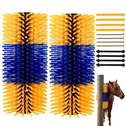 2Pcs Livestock Scratching Brush, Fence Mounted
