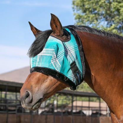 Horse Fly Mask, Fleece Trim, Breathable, Large, Atlantis | Soft fleece trim prevents rubbing, breathable non heat transferring mesh protects face and eyes year round - color: 2021 - Atlantis