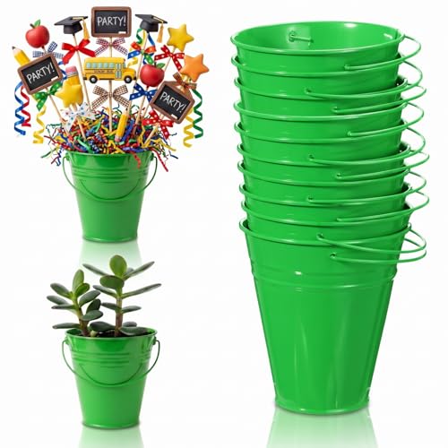 Sadnyy 12 Pack 4.5 X 5 inch Green Metal Buckets - color: Green, size: 4.5 x 5 in