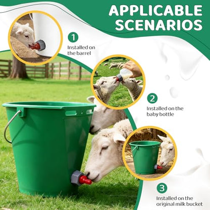 Lamb Nipple Goat Teat with Fix Base for Feeding Milk Bucket Livestock Animal Farming Tool (4pcs Nipples with with Fixed Base) - size: 1 Count (Pack of 4)
