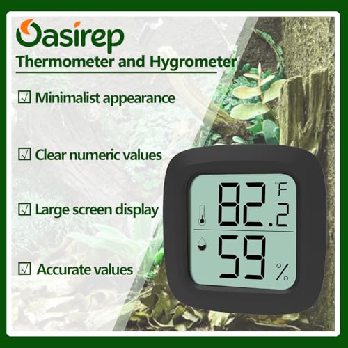 Black 2-Pack Reptile Thermometer and Hygrometer – Digital LCD Temp & Humidity Gauge for Bearded Dragon, Corn Snake, Hermit Crab, Iguana, Axolotl, Vivarium & Terrarium Setup - size: Black-2PCS