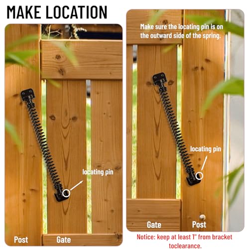 11-1/2" Gate Door Spring Self Closing Heavy Duty Automatic Closure Hardware | Outdoor Door Spring Closer Spring Loaded Fence Gate Latch with Adjustable Tool for Wooden and Vinyl Fence, Black (1 Pack) - size: 11-1/2 Inch