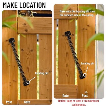 11-1/2" Gate Door Spring Self Closing Heavy Duty Automatic Closure Hardware | Outdoor Door Spring Closer Spring Loaded Fence Gate Latch with Adjustable Tool for Wooden and Vinyl Fence, Black (1 Pack) - size: 11-1/2 Inch