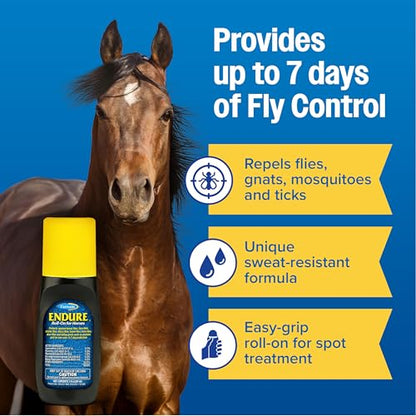 Farnam Endure Roll-On Fly Repellent for Horses Up to 7 Days Protection 3 oz