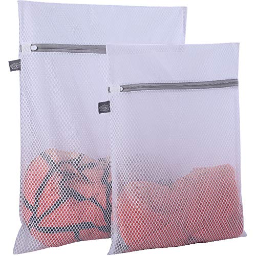 Kimmama Laundry Bags Mesh Wash Bags, Garment Bag for Washing Machine, 1L+1M - color: White, size: 1L(16x20")+1M(12x16")