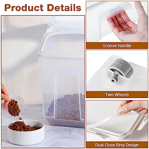 Umigy 4 Pack Rice Storage Container With Wheels Plastic Airtight Lid Flour Container Bin for Dog Pet Cereal Grain Dry Food, 15 Liter / 30 lbs - color: White