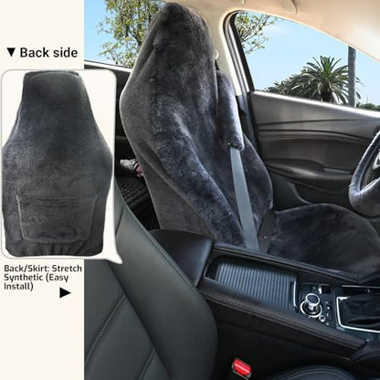 Aegis Cover Sheepskin Car Seat Cover Genuine Australian Merino Wool Front Seat Cover Luxury Dense Pelt Universal Fit for Most SUVs, Trucks, Bucket-Style, 54 X 22 Inches (CS-Charcoal) - color: Charcoal
