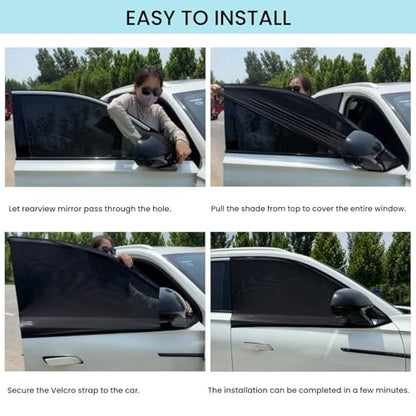 2 Pack 21''x40'' Car Front Side Window Screen Mesh Shades for Camping | Breathable Mesh Car Window Sunshade for SUVs Cars UV-Protection Car Camping Overnight Sleeping Car Window Shade for Baby - size: Front Side Window Shade