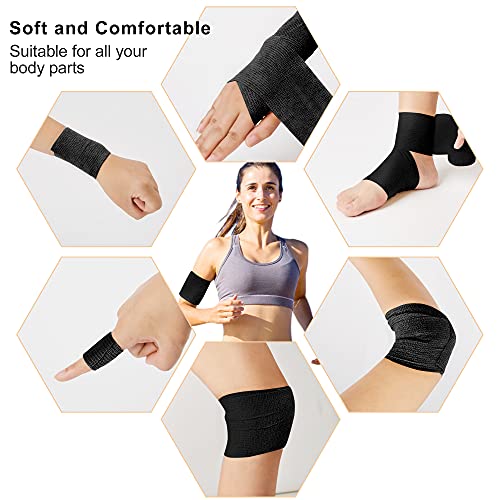 Self Adhesive Bandage Wrap Tattoo Grip Tape 2 inch x 5 Yards Cohesive Bandage Wrap Medical Wrap for Sports & First Aid, Elastic Self Sticking Bandage Tape Vet Wrap for Dogs (2 Inch, 24-Black) - color: 24-black