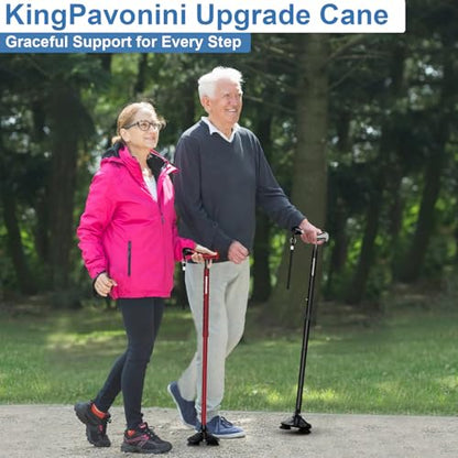 KingPavonini Walking Cane for Men Women Stability, Self Standing - color: Red