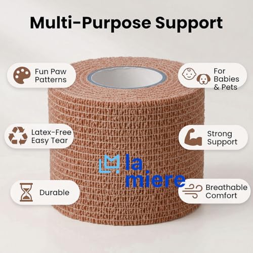 4" x 5 Yards 8 Count Nature Color Self Adherent Cohesive Bandagescohesive Wraps Nature - color: Natural, size: 4inX5yd