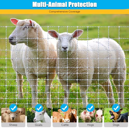35"x164' Electric Fence Netting Solar Kit for Sheep Garden Backyards