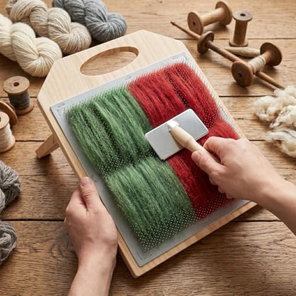 Dmnnlp Wool Blending Board, with 2 Combs for Spinning Fiber,Carding Brush Set, DIY Felt Toys, Wool Roving Preparation Organize
