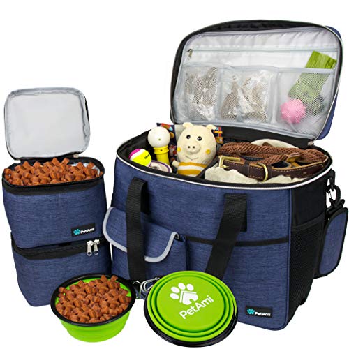 PetAmi Dog Travel Bag Organizer, Pet Supplies Diaper Tote, Navy Blue Large - color: Navy, size: Large - 15.5"L x 9.5"W x 14.0"H