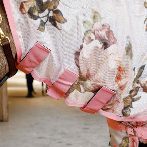 Jeffers Expression Soft Mesh Fly Sheet for Horses 78" – Rose Garden Pattern, Lightweight Mesh Combo Neck Sheet, Breathable UV Protection, Summer Horse Blanket with Straps for Stable or Turnout