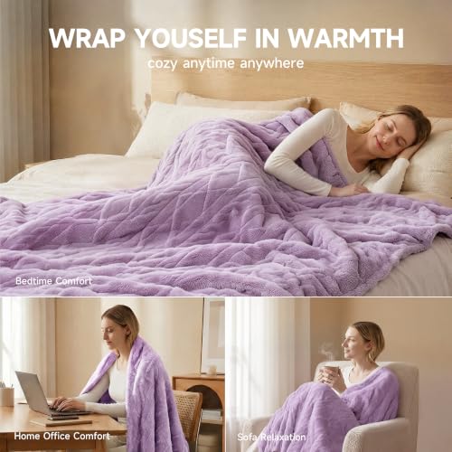 Heated Blanket 50''x60'', Soft Heated Throw Blanket,Purple - color: Purple, size: 5060