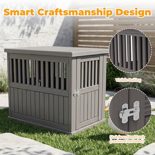 Vixzen Outdoor Duck House, PP Resin Poultry Shelter, Gray - color: Gray, size: 29.7"L x 21.3"W x 25.3"H