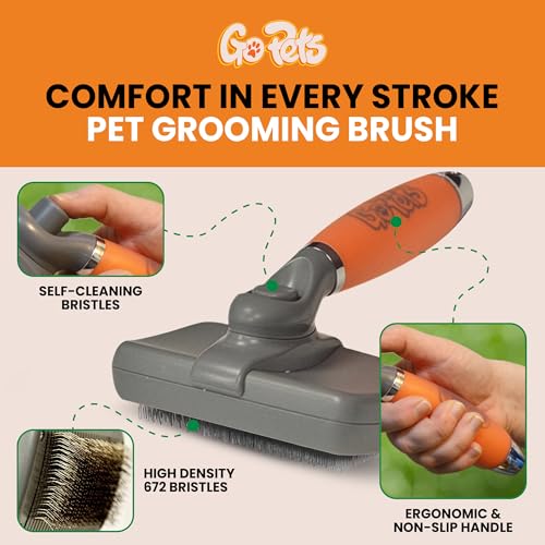 GoPets Self-Cleaning Slicker Brush for Dogs & Cats, Deshedding & Dematting - style: Slicker Dematting Comb
