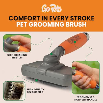 GoPets Self-Cleaning Slicker Brush for Dogs & Cats, Deshedding & Dematting - style: Slicker Dematting Comb