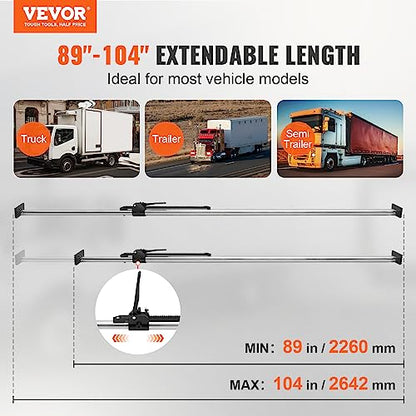 VEVOR Cargo Bar, Cargo Bar Adjustable from 89" to 104", Heavy-Duty Steel Cargo Stabilizer Bar with 309 lbs Capacity, Truck Bed Load Bar for Truck Bed, Trailer, Semi Trailer (4 pcs) - size: 89"-104", style: 4 PACKS