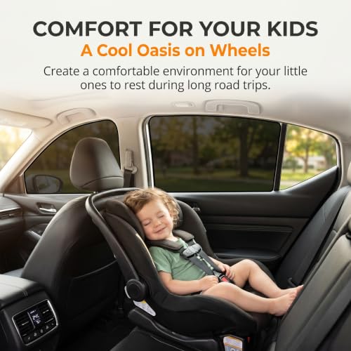 4 PCS Side Window Sun Shades, 100% Block Light Privacy Car Window Covers, Front/Rear Window Sun Protection for Heat Insulation, Fit for Breastfeeding, Taking a Nap, Changing Clothes (Black)