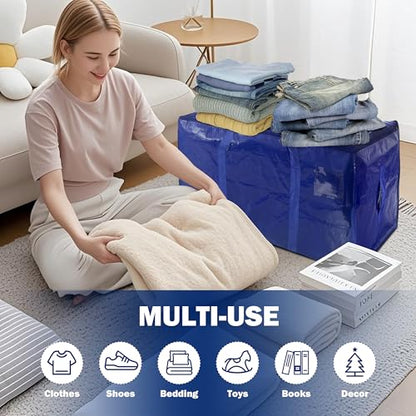 8 Pack Extra Heavy Duty Large Moving Bags with Strong Zipper & Carrying Handles, Sturdy Clothes Storage Bags Totes Bins, Packing Bag Move Boxes College Moving Supplies, Dark Blue - 24 gal - size: 24 gal-Dark Blue