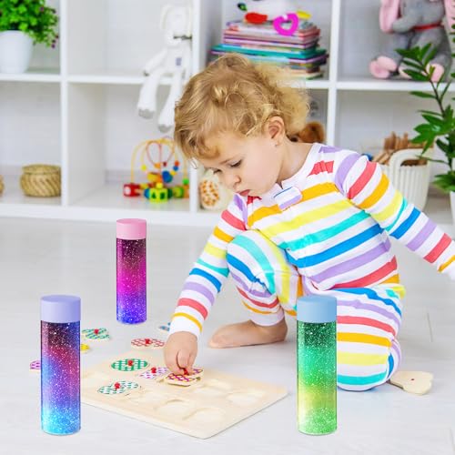 Tanlade Clear PET Plastic Sensory Bottles Empty - color: Pastel Lid, size: 12 fl oz (350 ml)